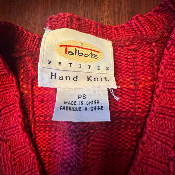 VTG Talbots Petites Womens PS Hand Knit Button Fall Cardigan Sweater Floral 90's - Picture 16 of 16